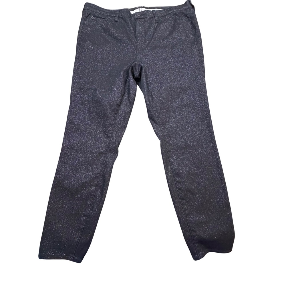 Torrid Premium Sky‎ High Skinny Crop Jeans 22R Black Silver Glitter Shimmer